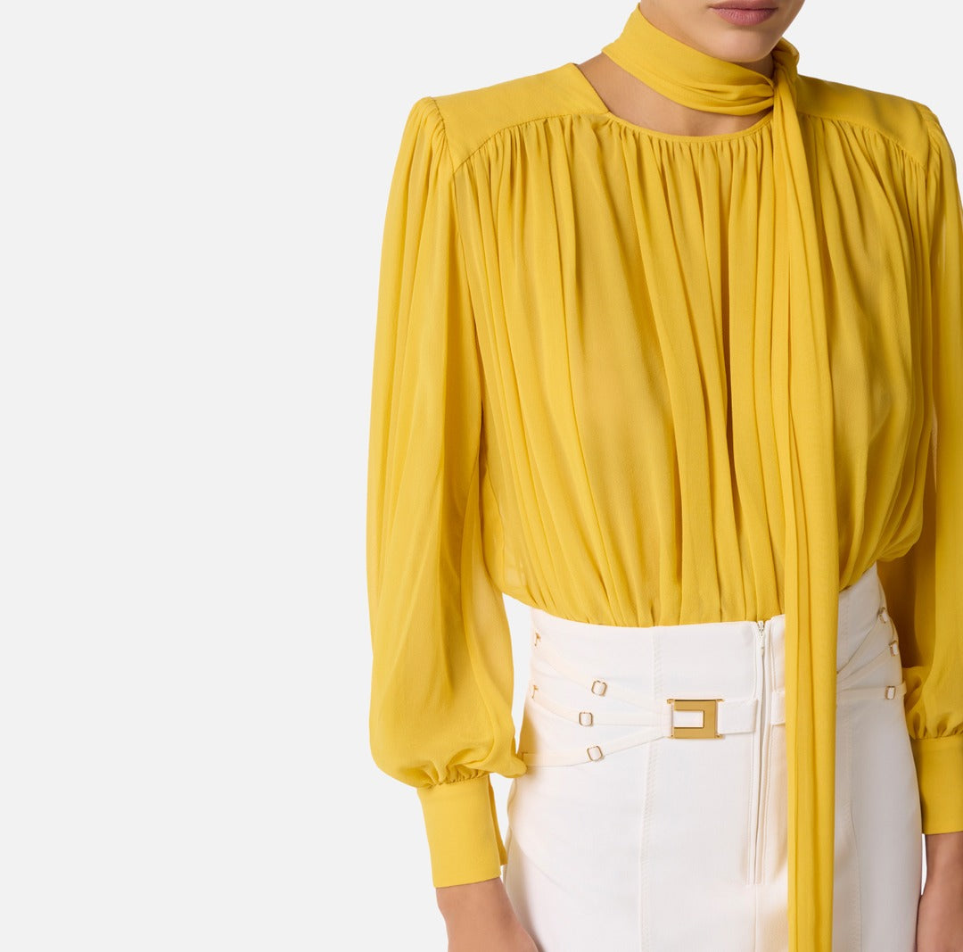 ELISABETTA FRANCHI Body Georgette Seta con Fusciacca CB00661E2 Sun