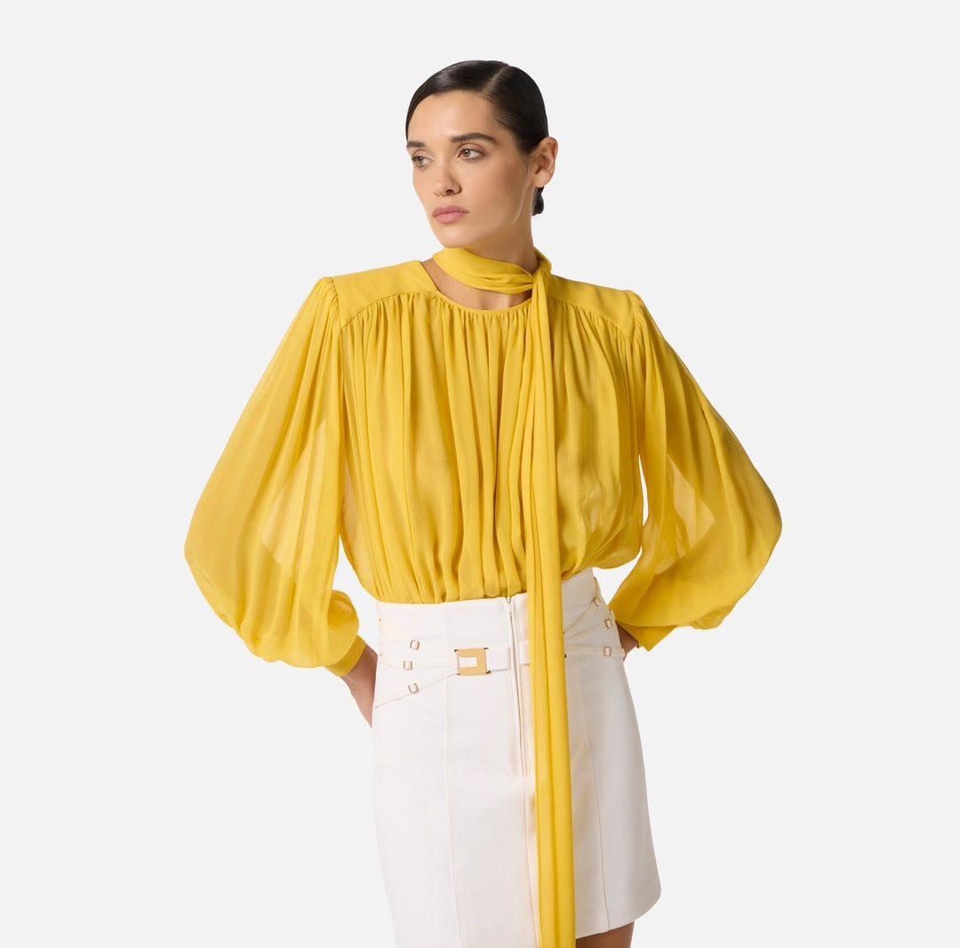 ELISABETTA FRANCHI Body Georgette Seta con Fusciacca CB00661E2 Sun