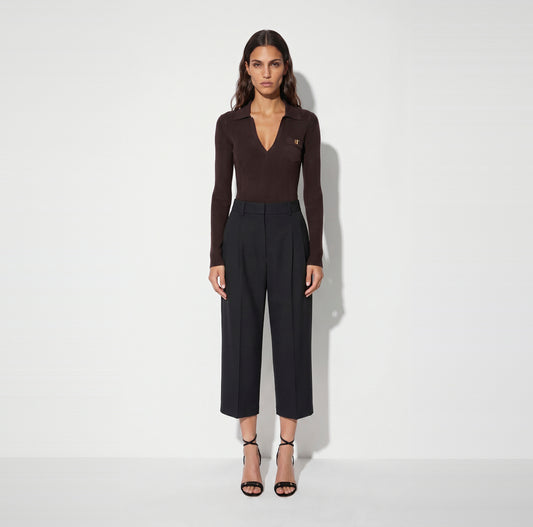 ELISABETTA FRANCHI Body in maglia con ricami à jour BK02B66E2 Dark Chocolate