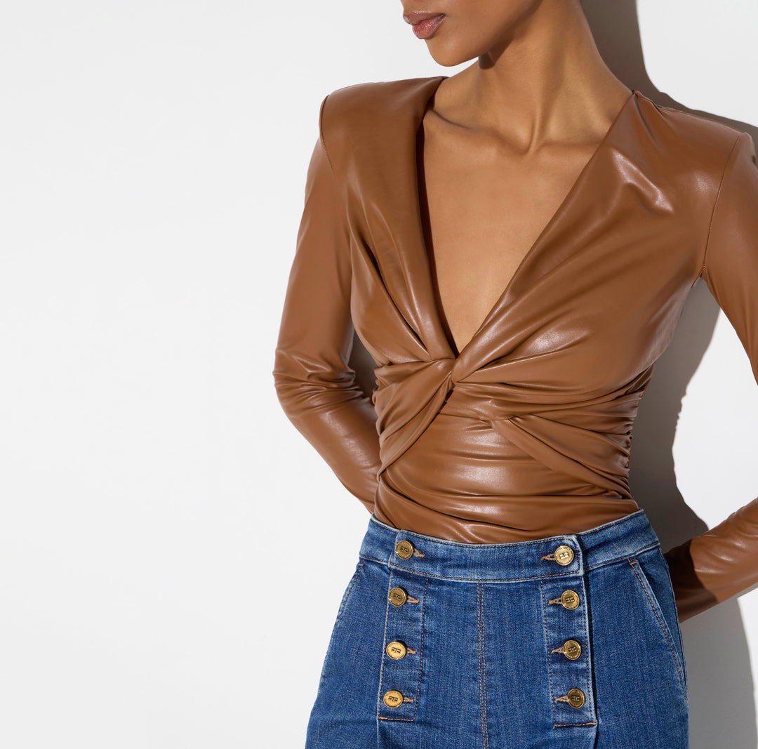 ELISABETTA FRANCHI Body con nodo BO04566E2 Sigaro