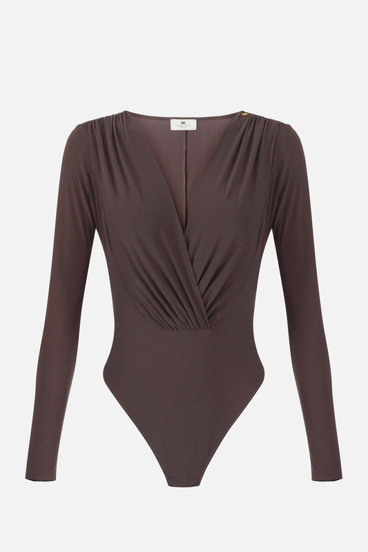 ELISABETTA FRANCHI Body in georgette Stretch  BO03161E2 Dark Chocolate