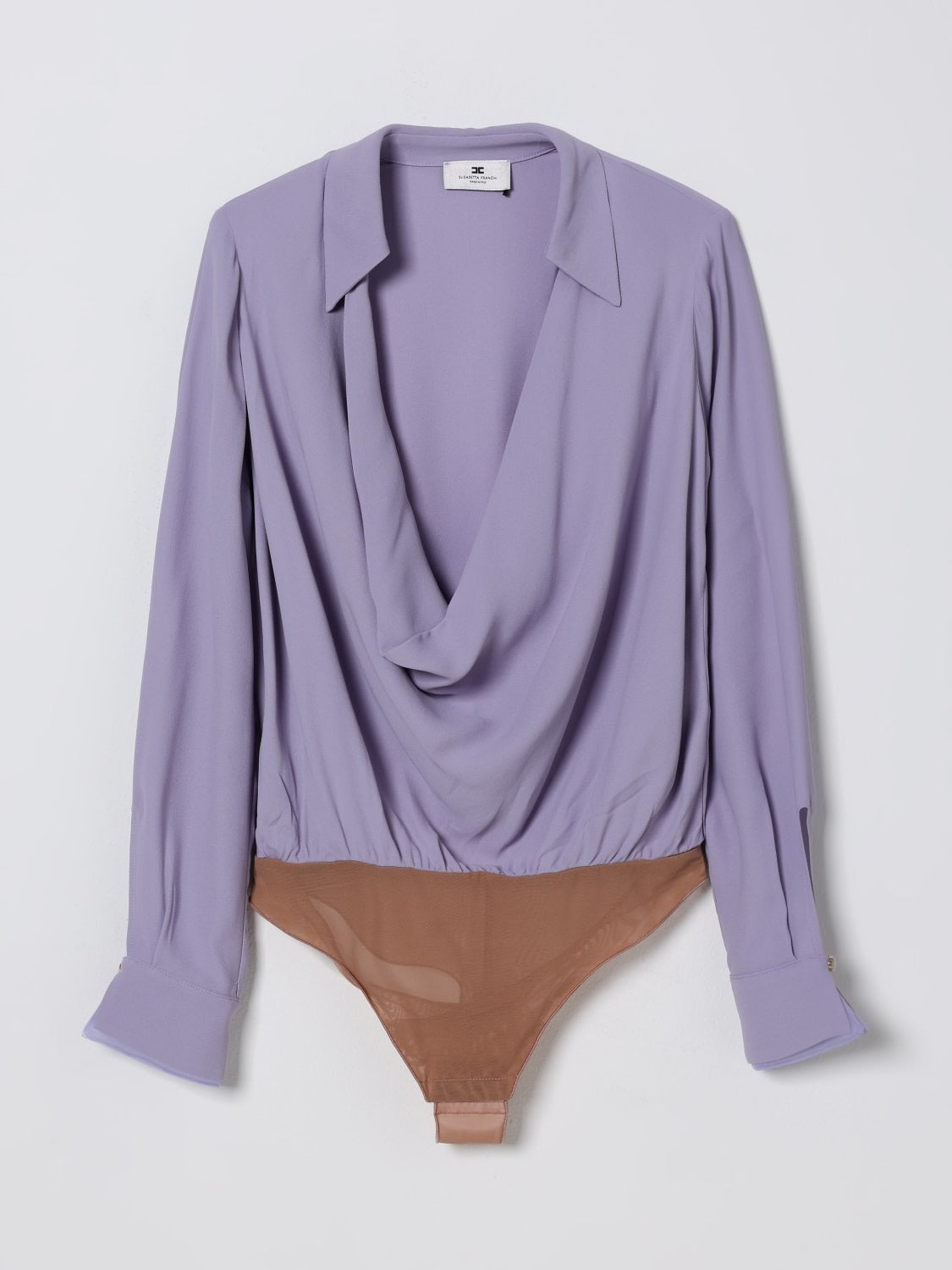 ELISABETTA FRANCHI Body Georgette Viscosa Colletto Camicia CB00261E2 Lilla