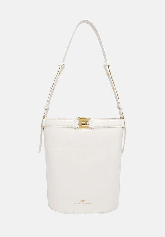 ELISABETTA FRANCHI Borsa a secchiello effetto naplak BS16A61E2 Burro