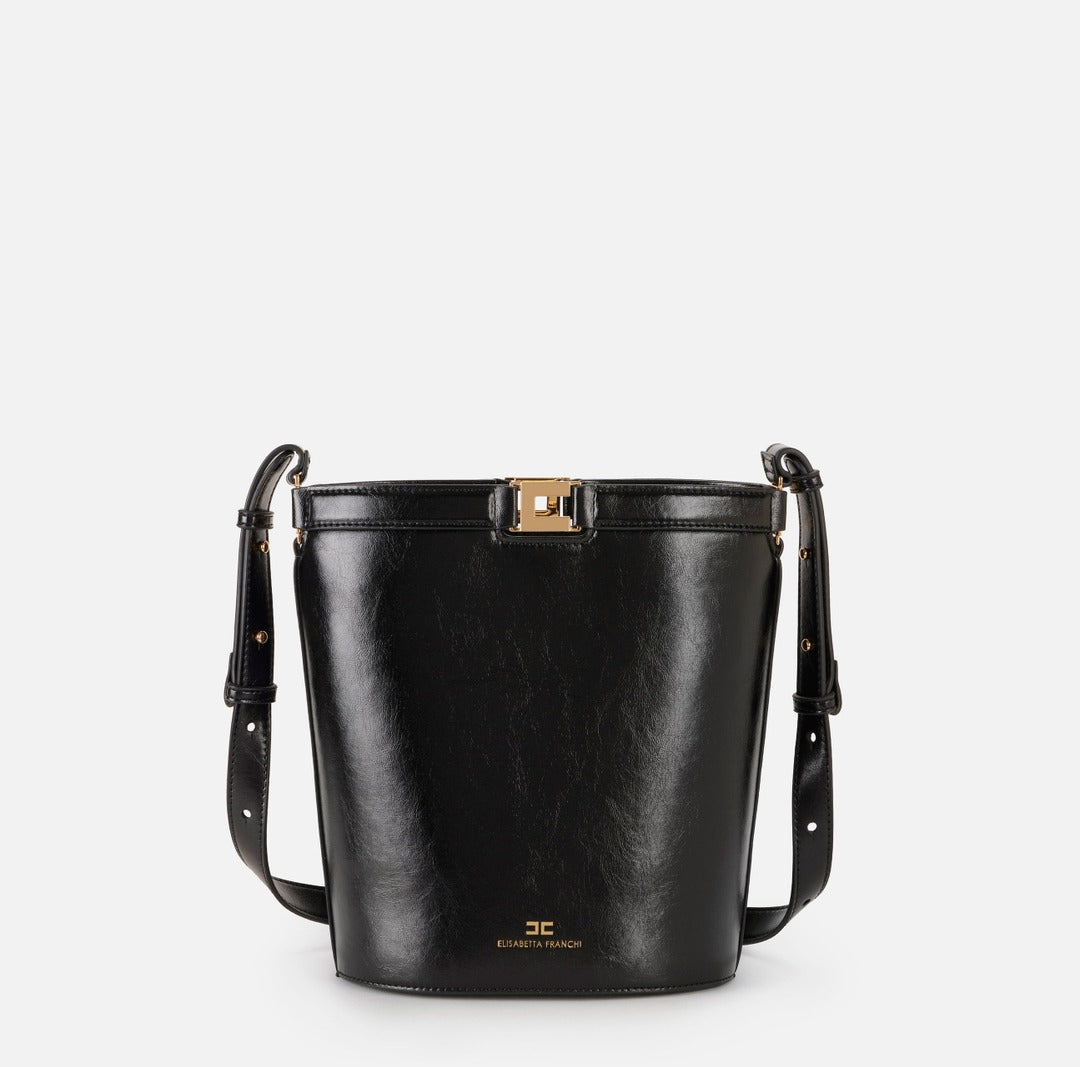 ELISABETTA FRANCHI Borsa a secchiello effetto naplak BS16A61E2 Nero