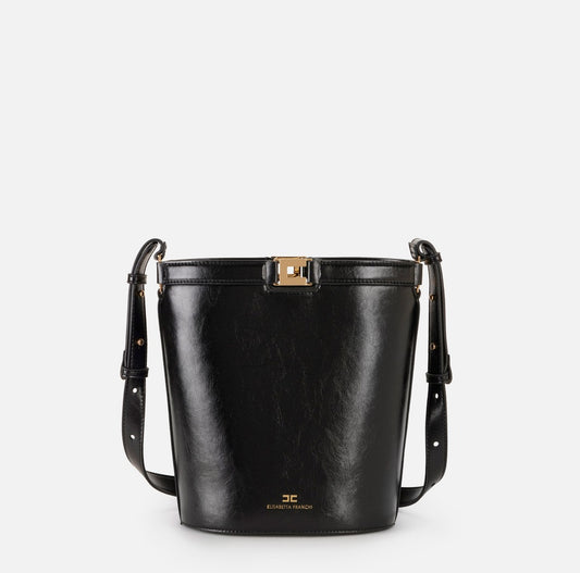 ELISABETTA FRANCHI Borsa a secchiello effetto naplak BS16A61E2 Nero