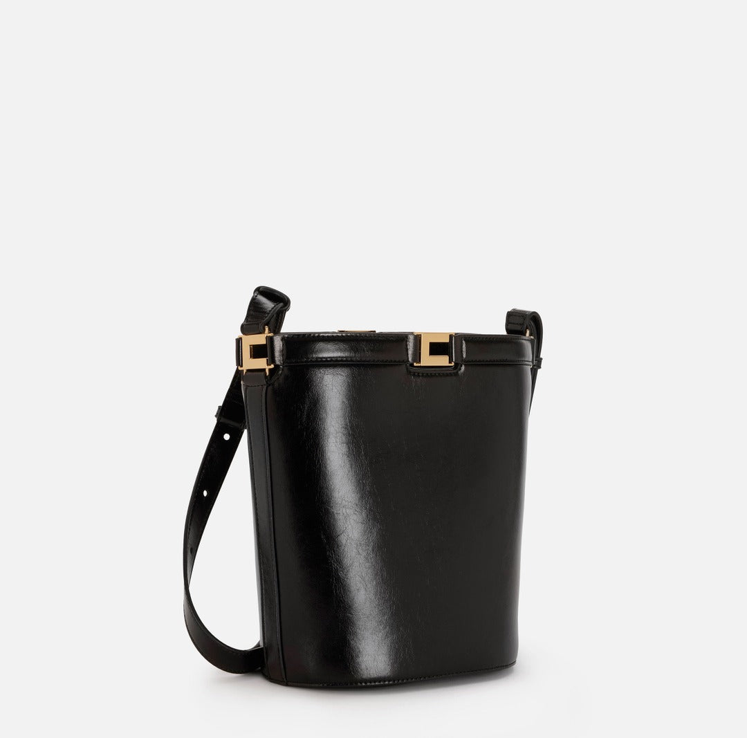 ELISABETTA FRANCHI Borsa a secchiello effetto naplak BS16A61E2 Nero