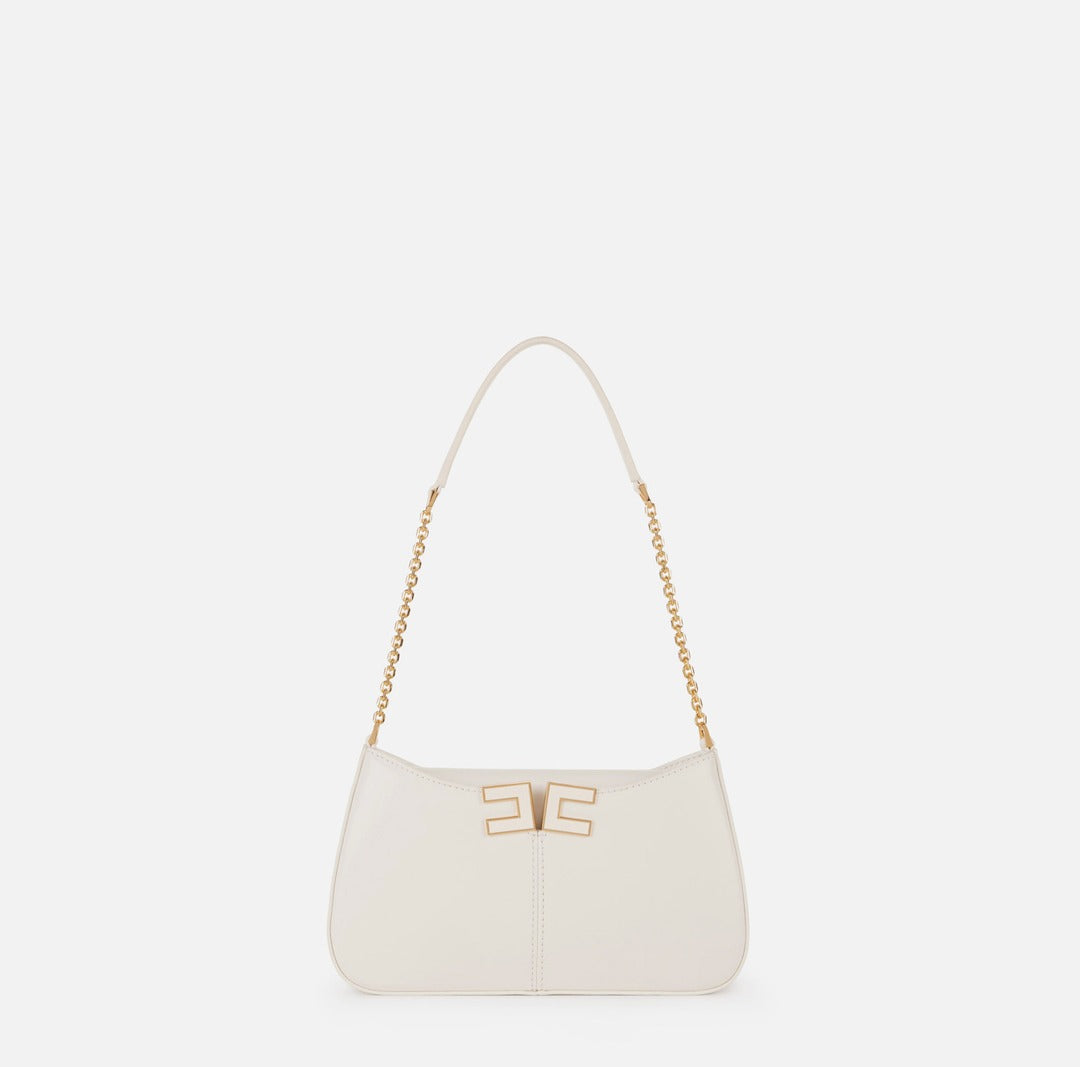 ELISABETTA FRANCHI Borsa a spalla con dettaglio logo  BS93A61E2 Avorio