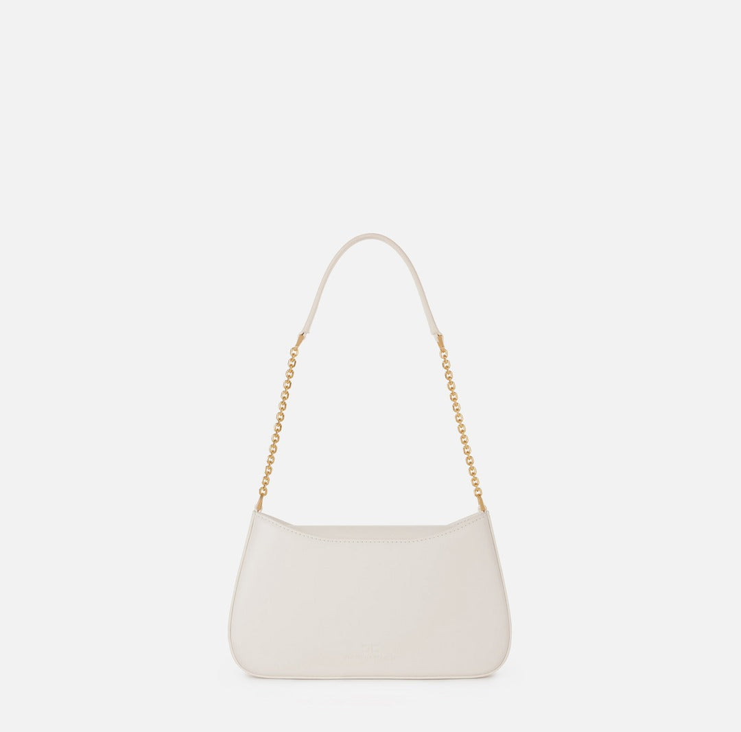 ELISABETTA FRANCHI Borsa a spalla con dettaglio logo  BS93A61E2 Avorio