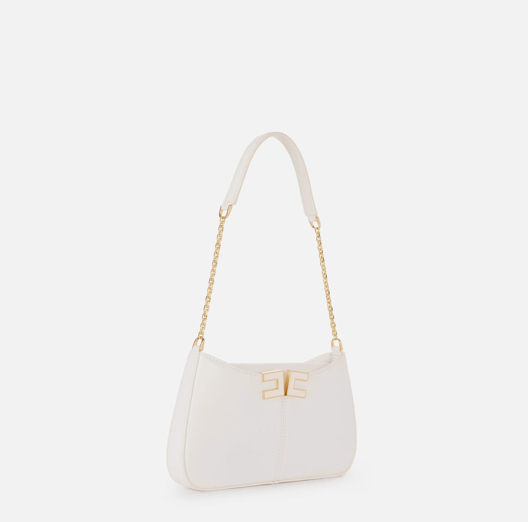 ELISABETTA FRANCHI Borsa a spalla con dettaglio logo  BS93A61E2 Avorio