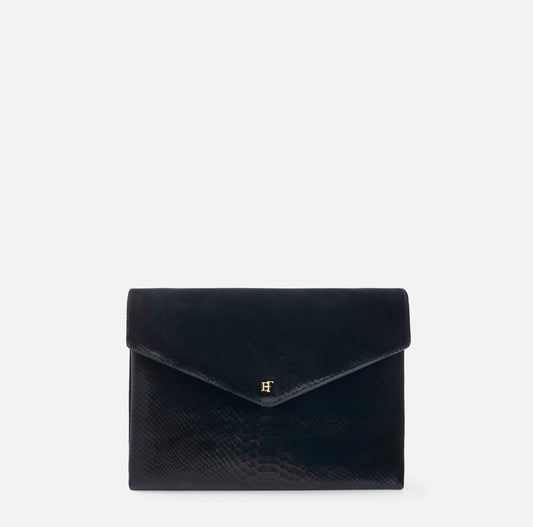 ELISABETTA FRANCHI Borsa a spalla in velluto con stampa cocco BS26A67E2 Nero
