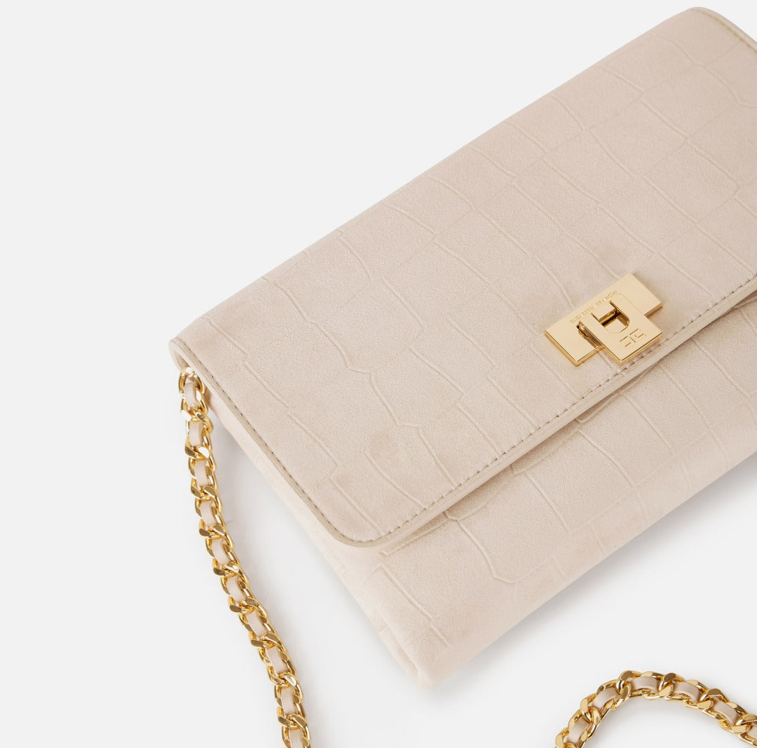 ELISABETTA FRANCHI Borsa a tracolla in suede BS64A61E2 Vaniglia