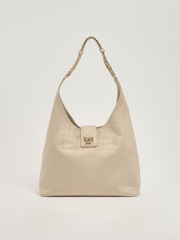 ELISABETTA FRANCHI Borsa hobo in suede BS01A61E2 Vaniglia
