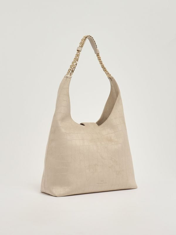 ELISABETTA FRANCHI Borsa hobo in suede BS01A61E2 Vaniglia