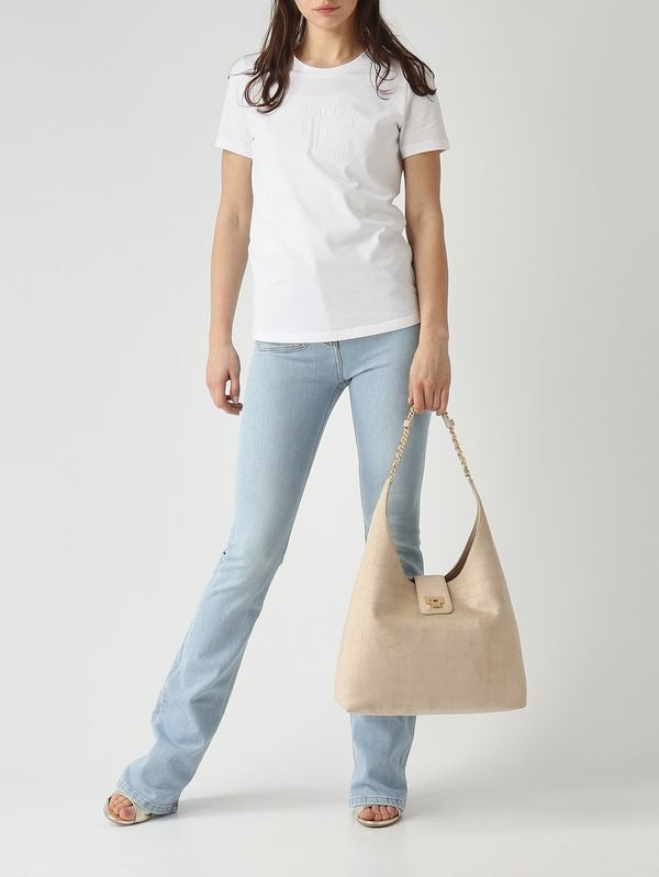 ELISABETTA FRANCHI Borsa hobo in suede BS01A61E2 Vaniglia