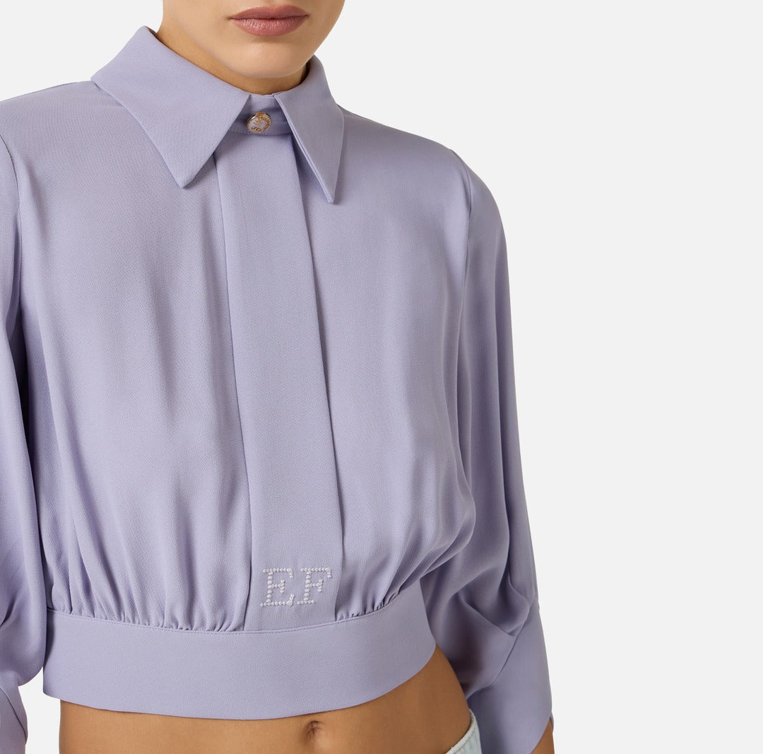 ELISABETTA FRANCHI Camicia in georgette con fusciacca CA14761E2 Lilla