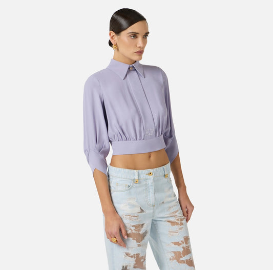 ELISABETTA FRANCHI Camicia in georgette con fusciacca CA14761E2 Lilla