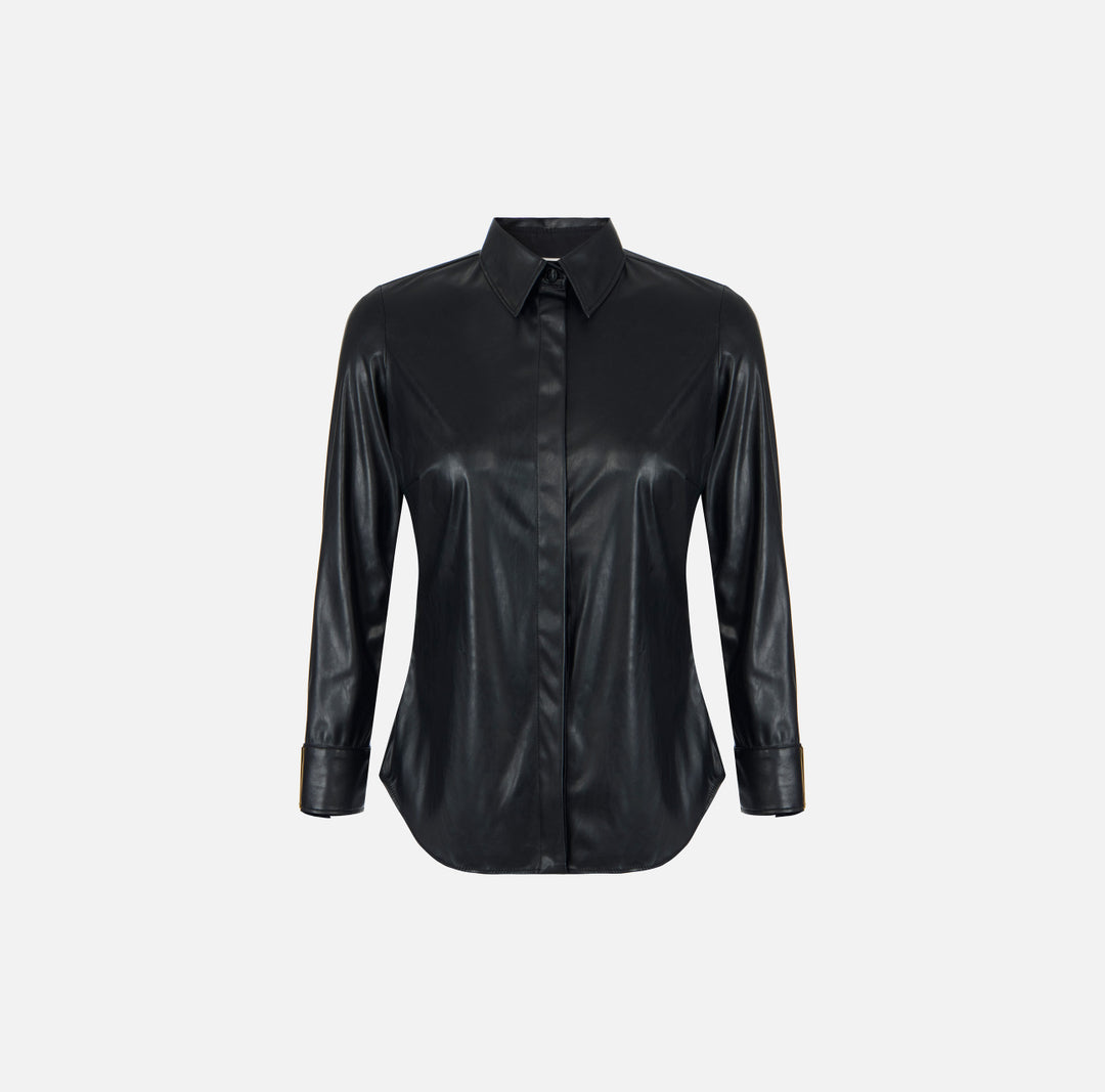ELISABETTA FRANCHI Camicia con logo gioiello CA19566E2 Nero