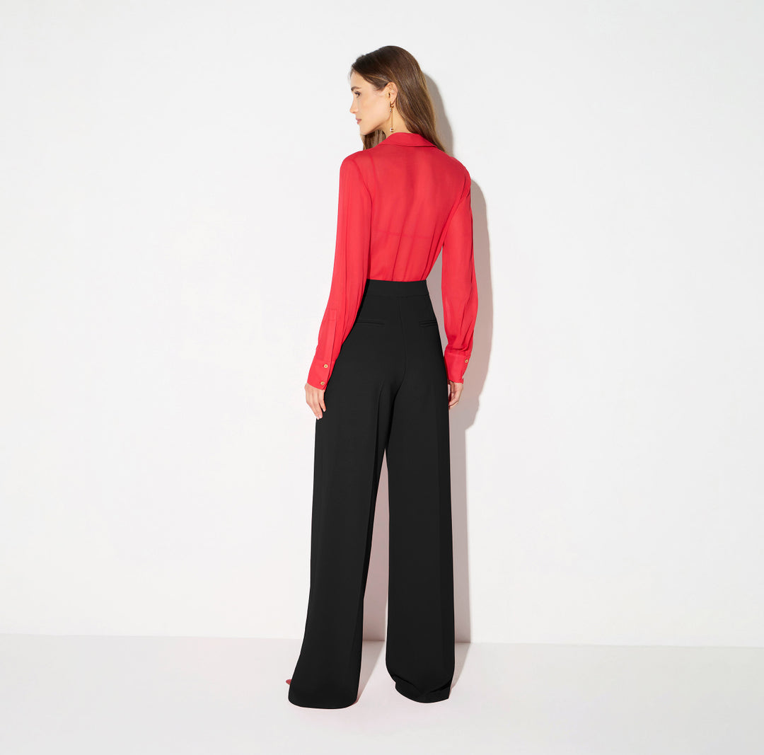 ELISABETTA FRANCHI Camicia Body in georgette con catena gioiello CB00966E2 Red Passion