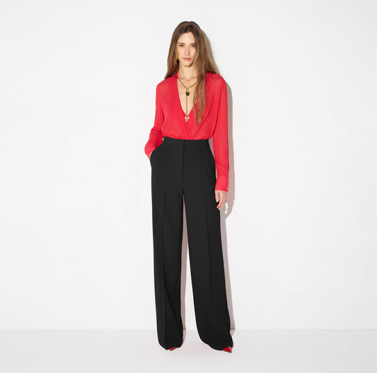ELISABETTA FRANCHI Camicia Body in georgette con catena gioiello CB00966E2 Red Passion