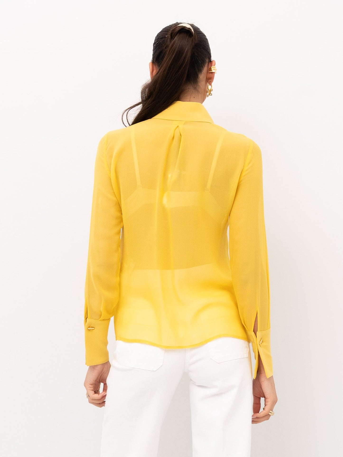 ELISABETTA FRANCHI Camicia in georgette e crepe con fusciacca CA14861E2 Sun