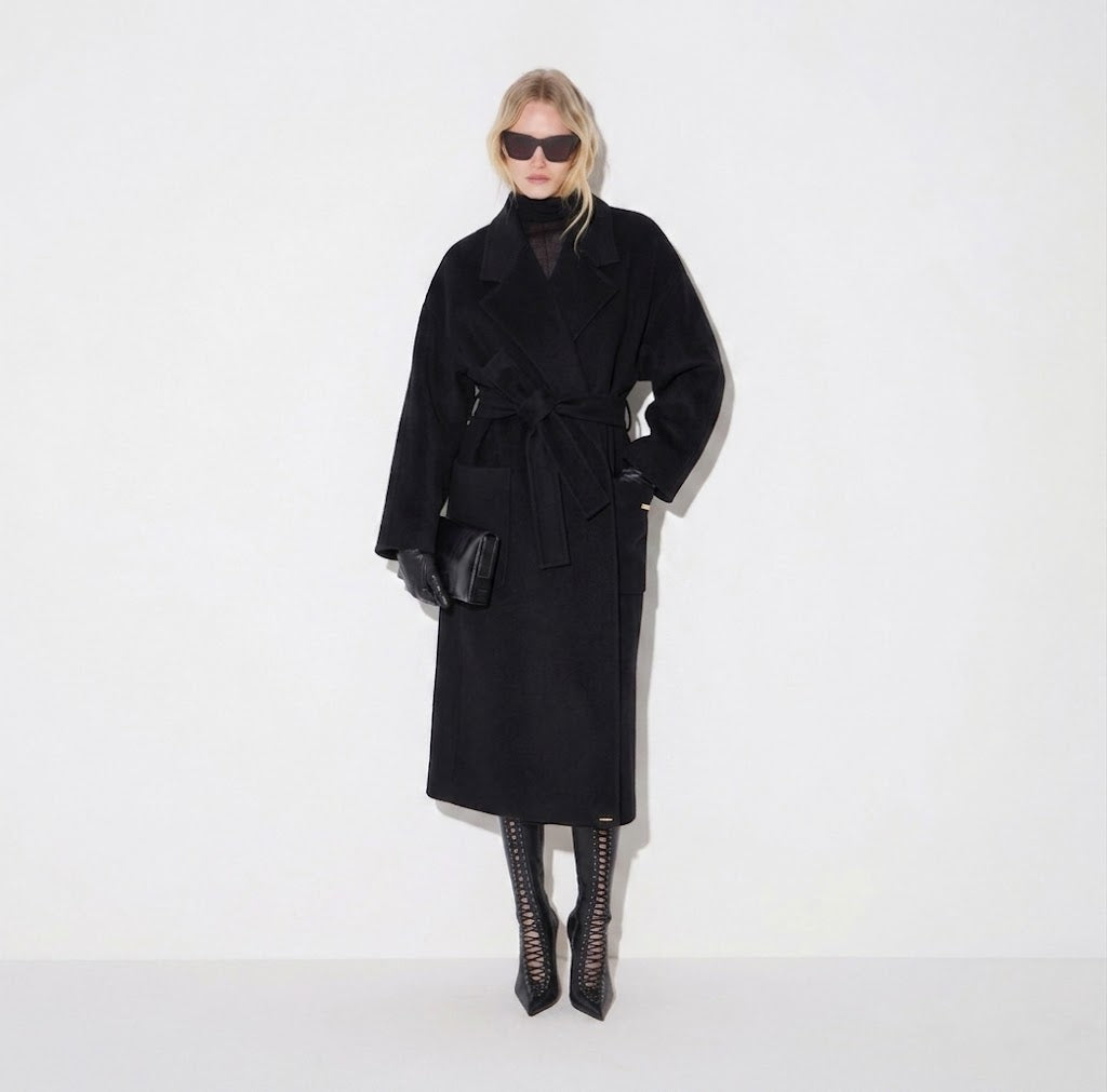 ELISABETTA FRANCHI Cappotto in panno double di lana CP01D66E2 Nero