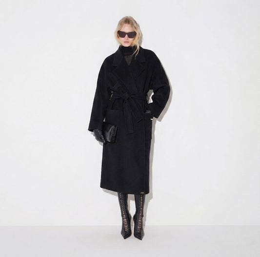 ELISABETTA FRANCHI Cappotto in panno double di lana CP01D66E2 Nero