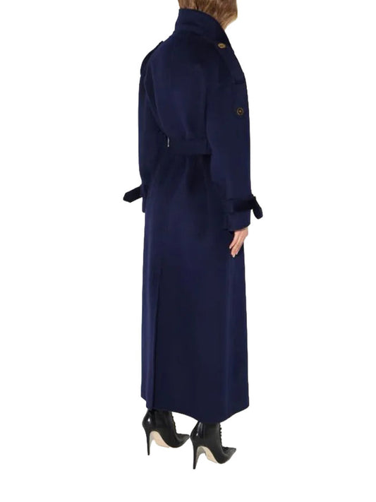 ELISABETTA FRANCHI Cappotto in panno double di lana CP02D66E2 Blu Notte