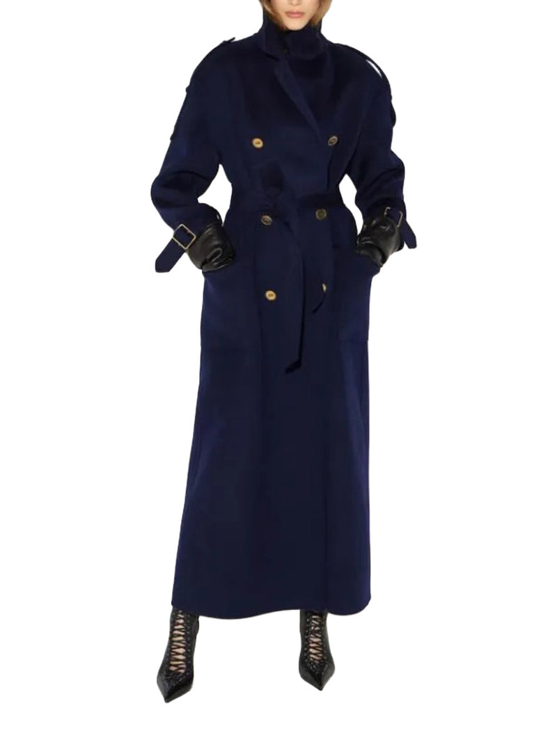 ELISABETTA FRANCHI Cappotto in panno double di lana CP02D66E2 Blu Notte