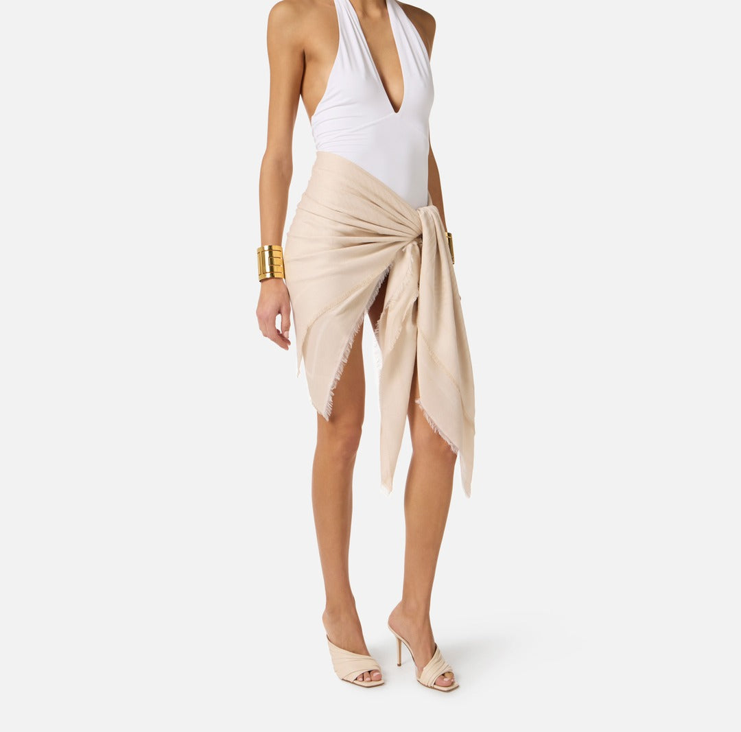 ELISABETTA FRANCHI Foulard con lurex SC13F62E2 Burro