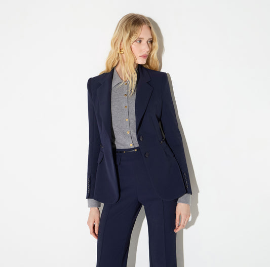 ELISABETTA FRANCHI Giacca in doppio crêpe stretch GI27466E2 Blu Notte