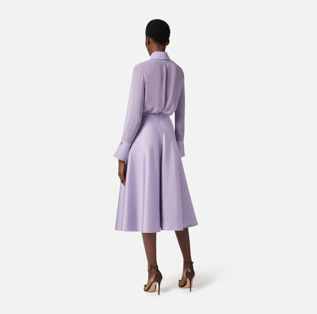 ELISABETTA FRANCHI Gonna in duchesse con logo gioiello GO15661E2 Lilla