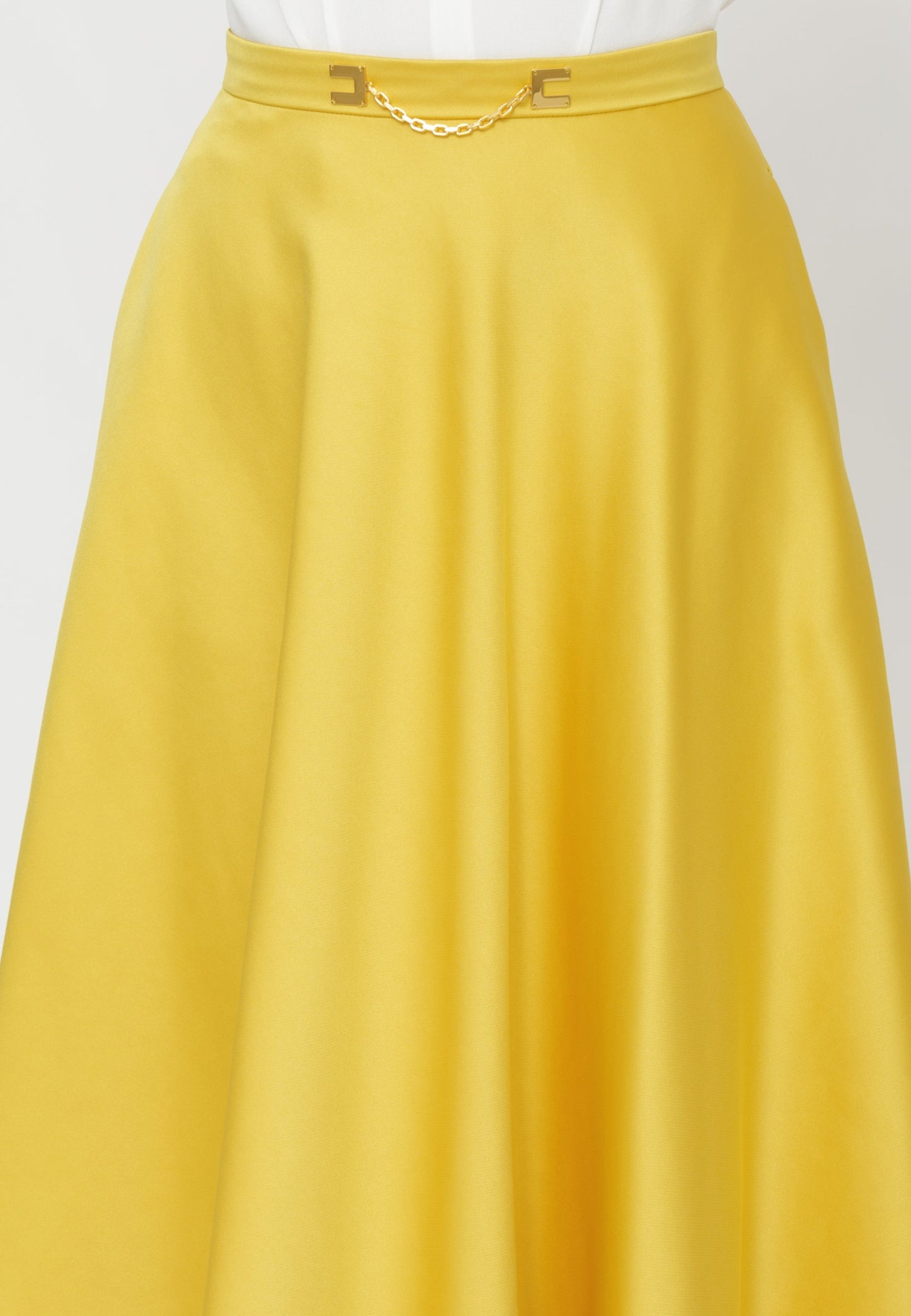 ELISABETTA FRANCHI Duchess satin skirt with jewelled logo GO15661E2 Sun