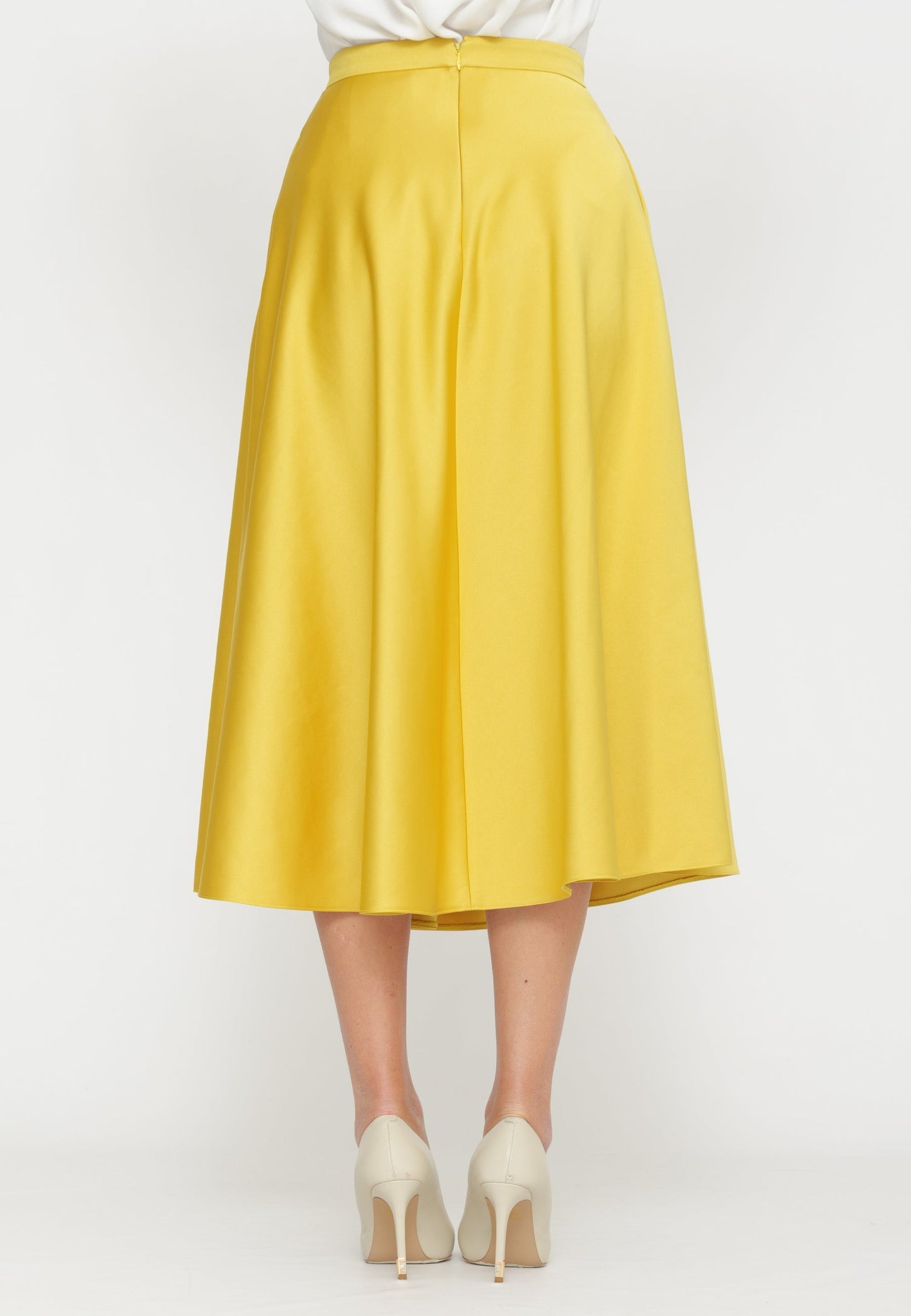 ELISABETTA FRANCHI Duchess satin skirt with jewelled logo GO15661E2 Sun