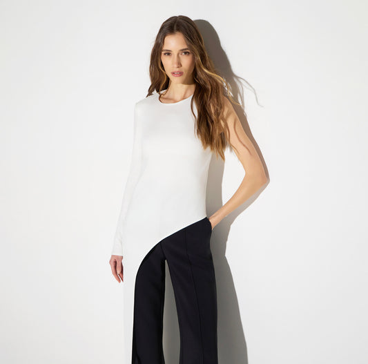 ELISABETTA FRANCHI Maglia in jersey lucido MD00367E2 Avorio