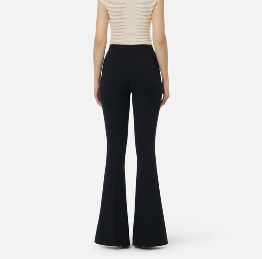 ELISABETTA FRANCHI Pantaloni in crepe leggero con cut out e spacchi PA15961E2 Nero Burro