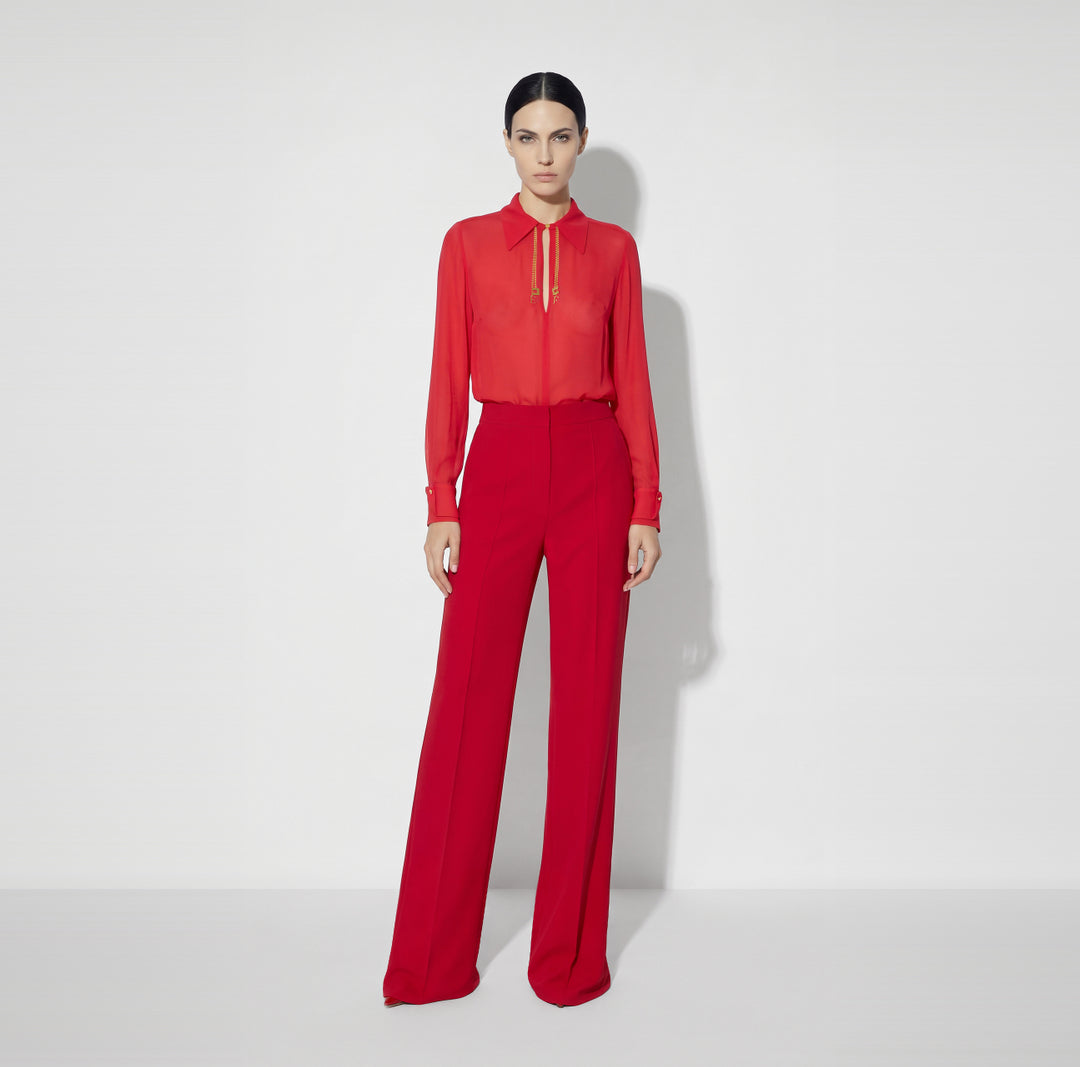 ELISABETTA FRANCHI Pantaloni in crêpe leggero PA20267E2 Red Passion