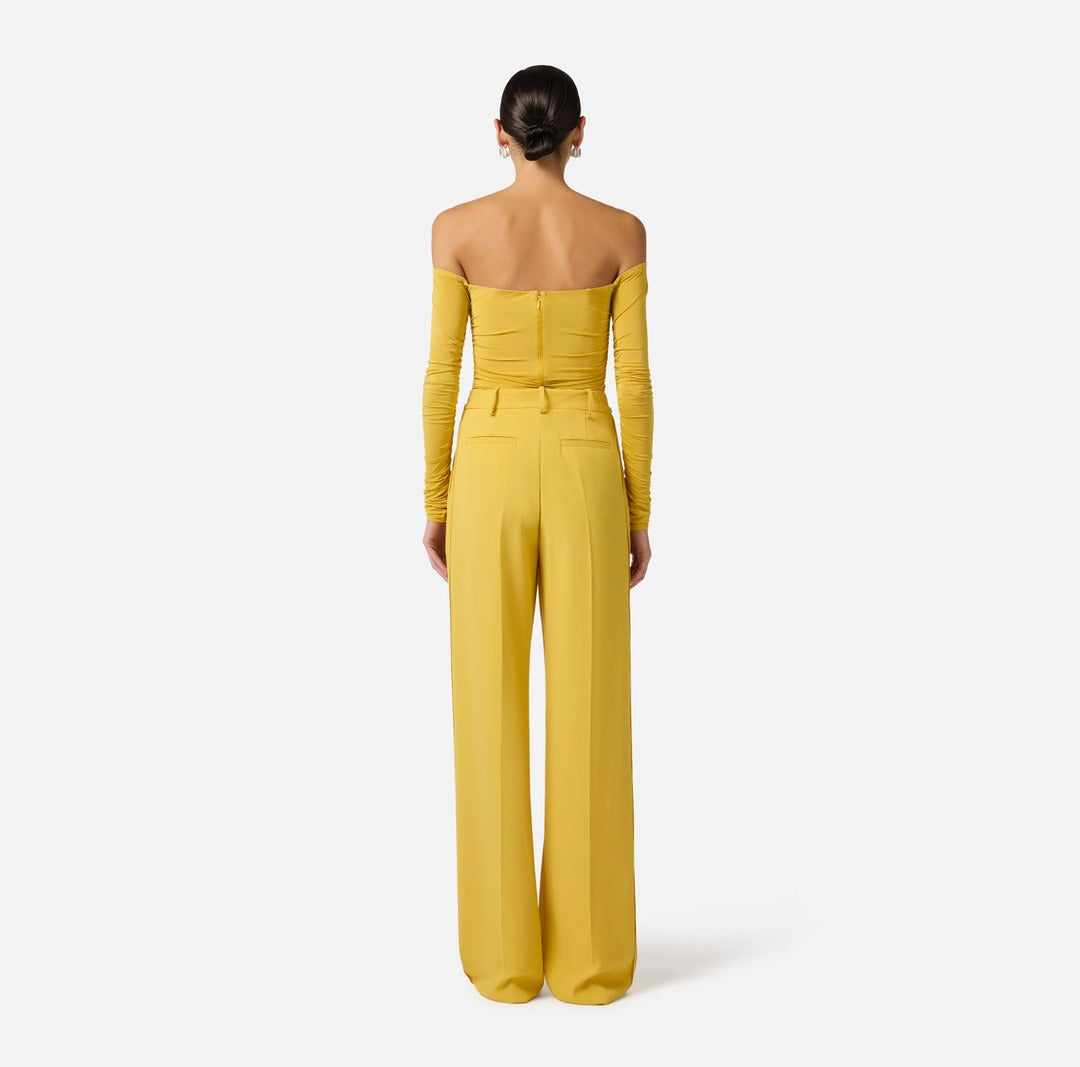 ELISABETTA FRANCHI Lightweight crepe trousers with logo charm PA16761E2 Sun