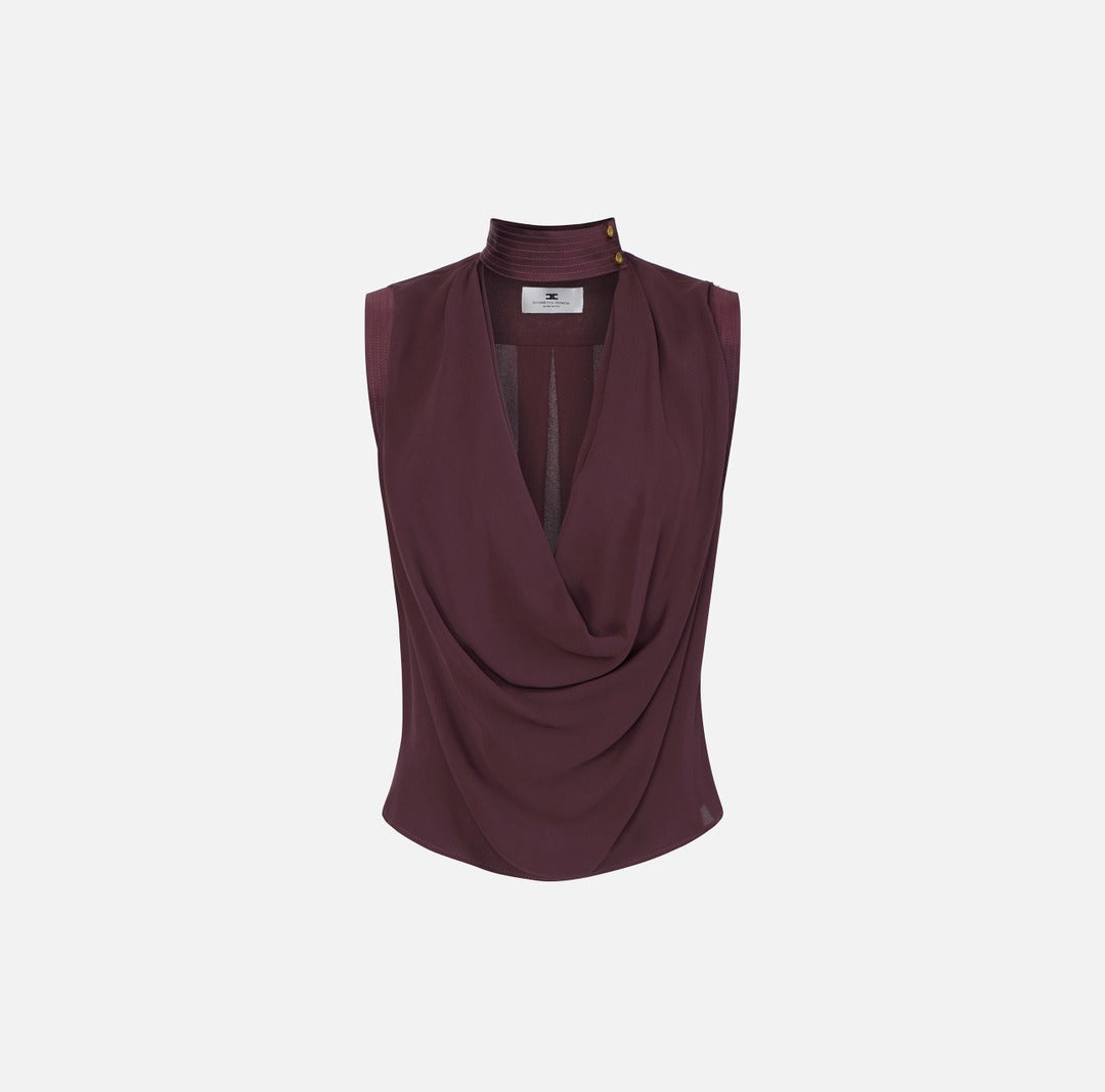 ELISABETTA FRANCHI Top in georgette di viscosa
 CA13461E2 Cacao