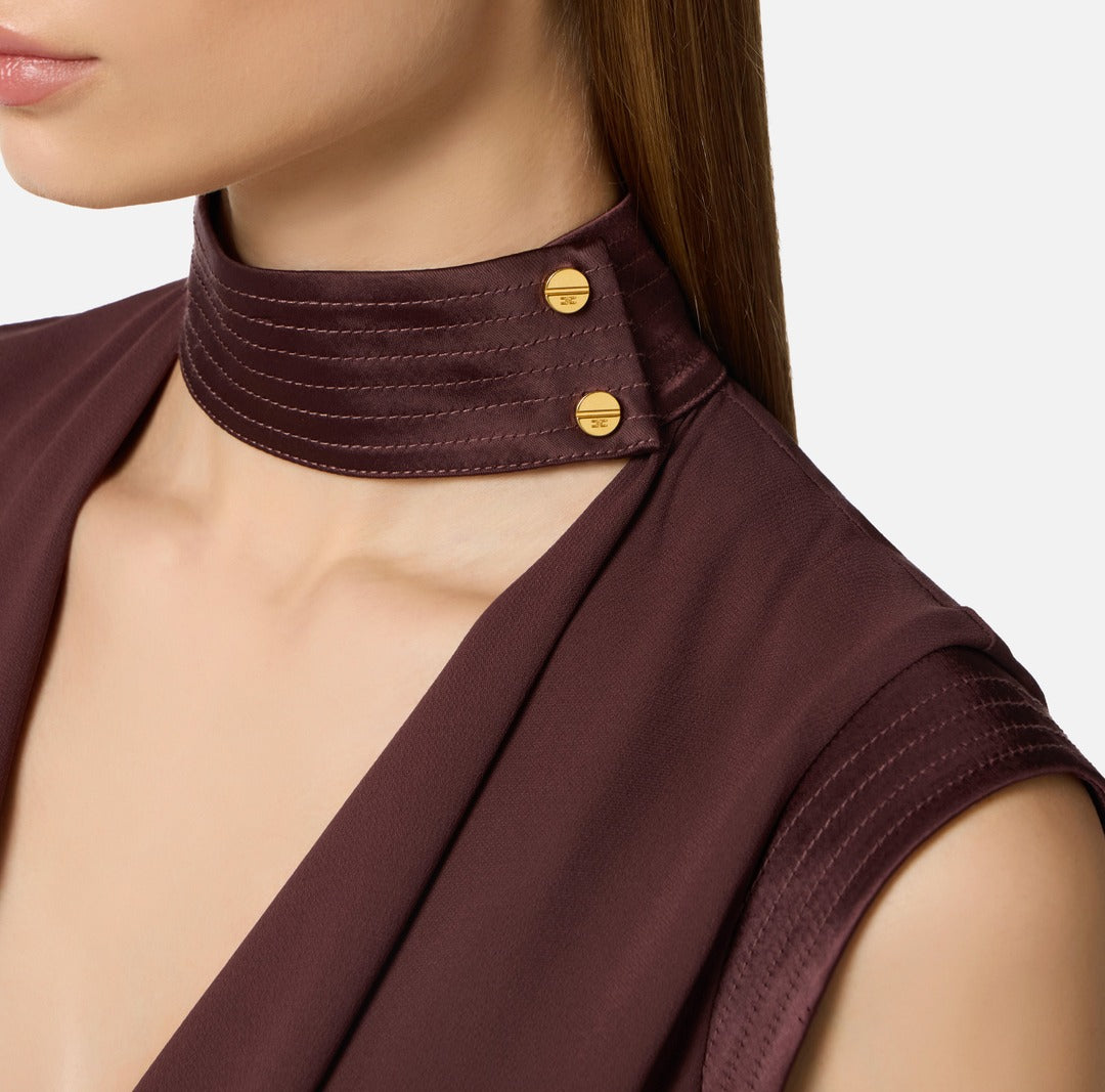 ELISABETTA FRANCHI Top in georgette di viscosa
 CA13461E2 Cacao
