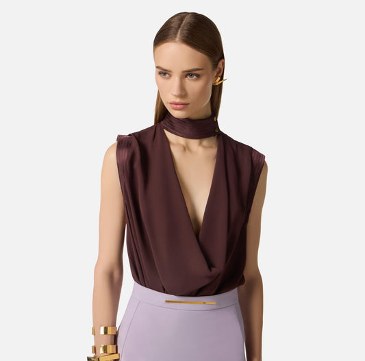 ELISABETTA FRANCHI Top in georgette di viscosa
 CA13461E2 Cacao