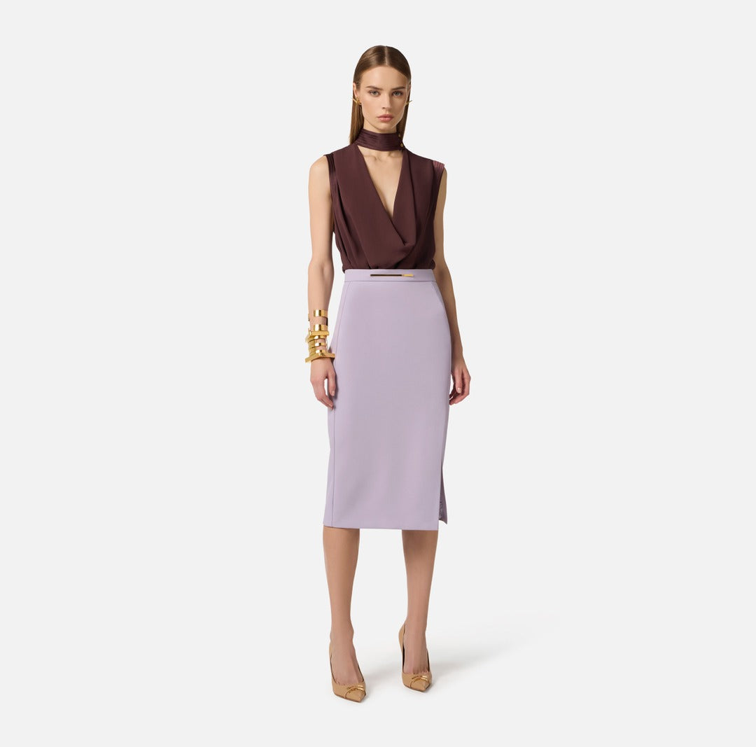 ELISABETTA FRANCHI Top in georgette di viscosa
 CA13461E2 Cacao