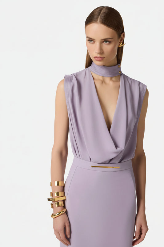 ELISABETTA FRANCHI Top in georgette di viscosa CA13461E2 Lilla