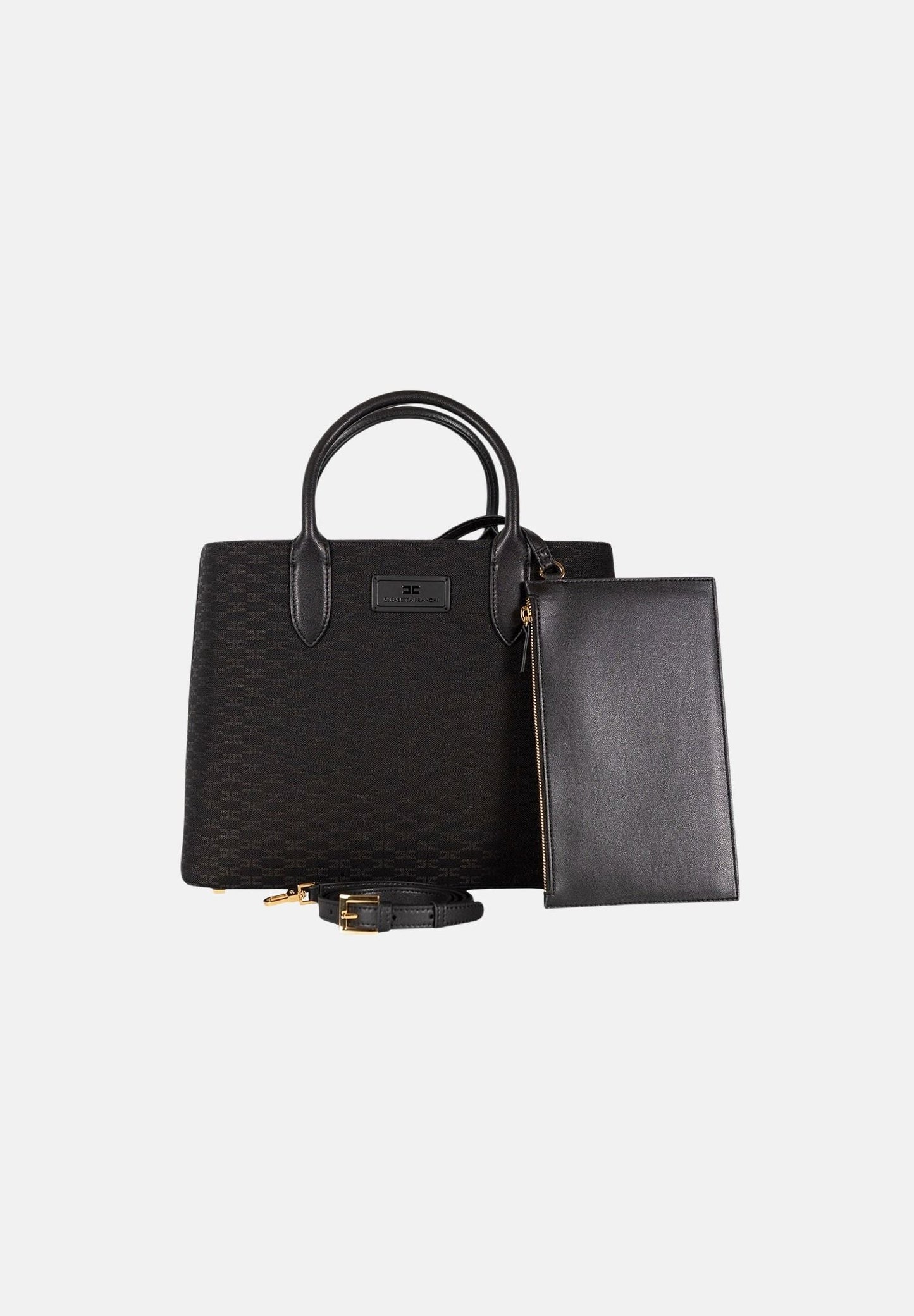 ELISABETTA FRANCHI Borsa Tote Media in tessuto BS01A66E2 Nero