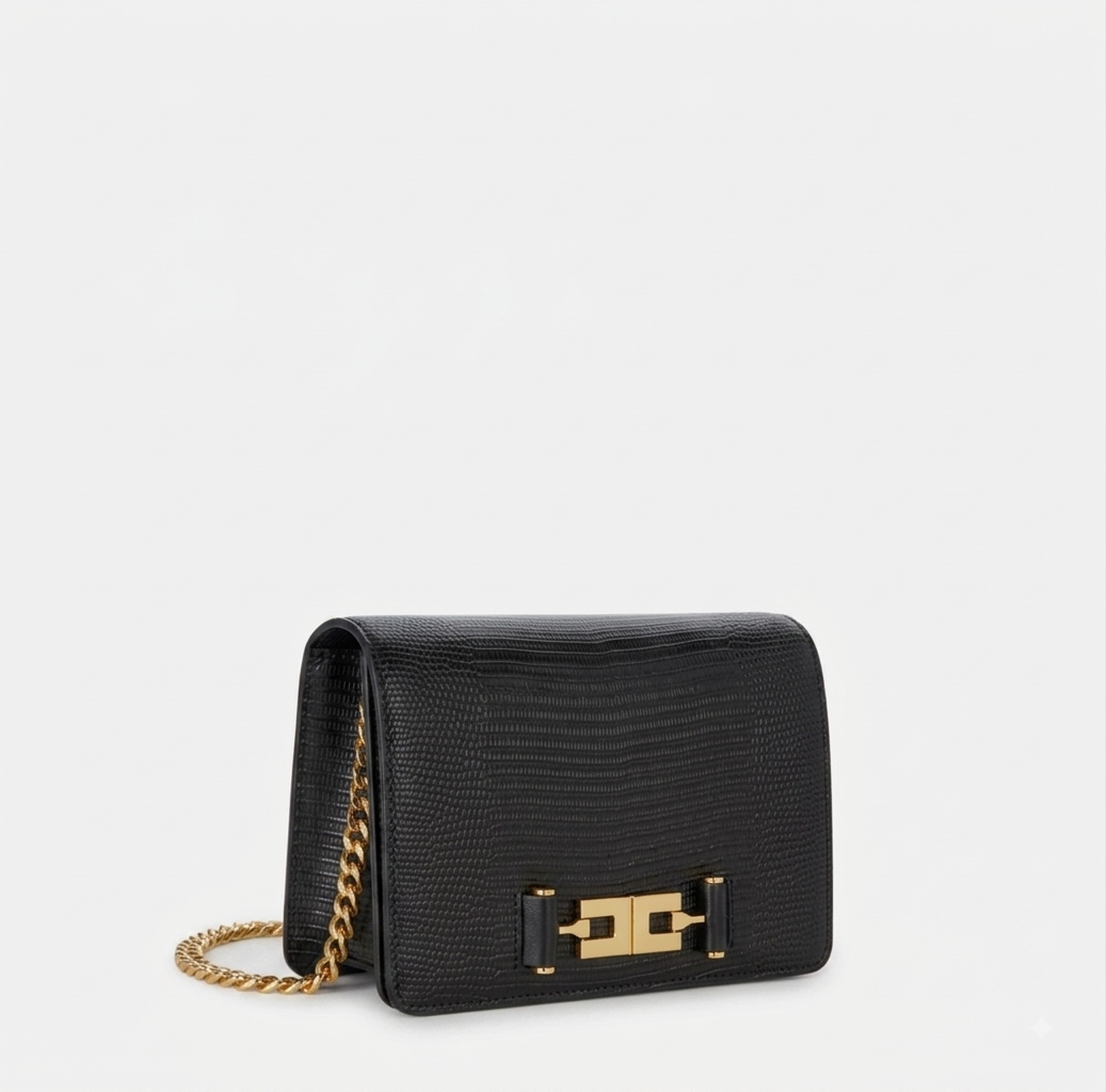 ELISABETTA FRANCHI Borsa Tracolla con catena groumette BS09A66E2 Nero