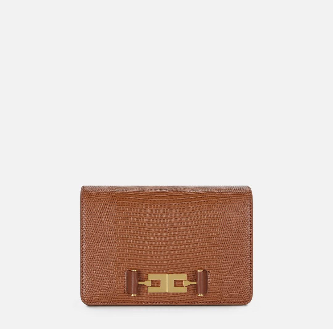 ELISABETTA FRANCHI Borsa Tracolla con catena groumette BS09A66E2 Sigaro