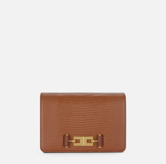 ELISABETTA FRANCHI Borsa Tracolla con catena groumette BS09A66E2 Sigaro