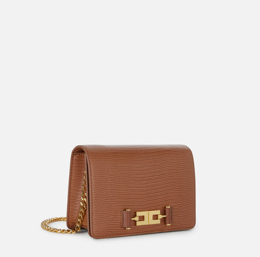 ELISABETTA FRANCHI Borsa Tracolla con catena groumette BS09A66E2 Sigaro