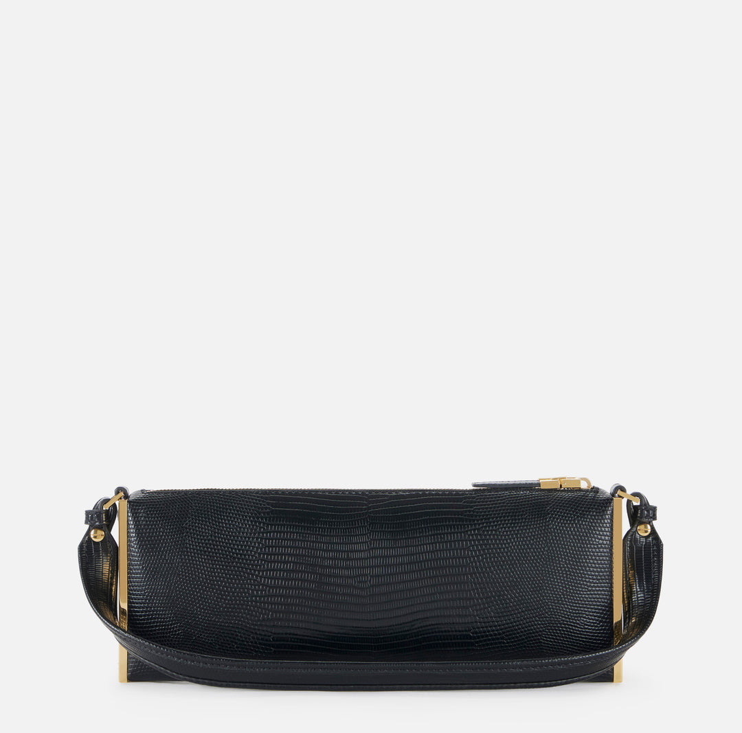 ELISABETTA FRANCHI Borsa a spalla con stampa lucertola BS15A66E2 Nero