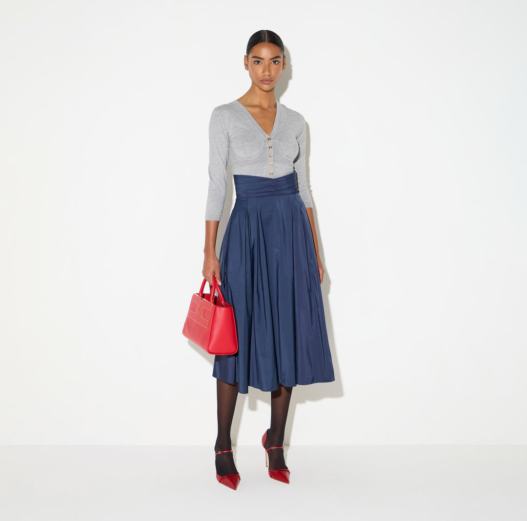 ELISABETTA FRANCHI Gonna in vela taffettà GO22767E2 Blu Notte