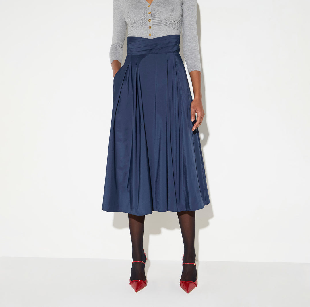 ELISABETTA FRANCHI Gonna in vela taffettà GO22767E2 Blu Notte